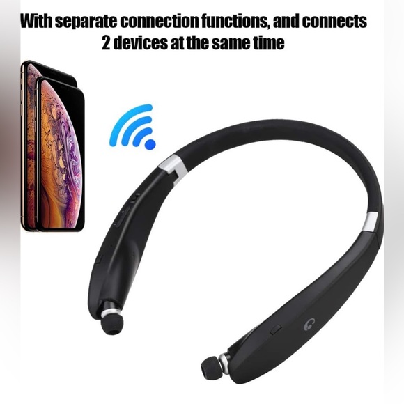 SX-991 Bluetooth Wireless Stereo Neckband Earbuds, Foldable Neck Hanging Type. - Picture 7 of 9